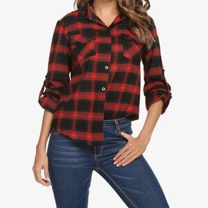 Plaid Button-Up Women's Top